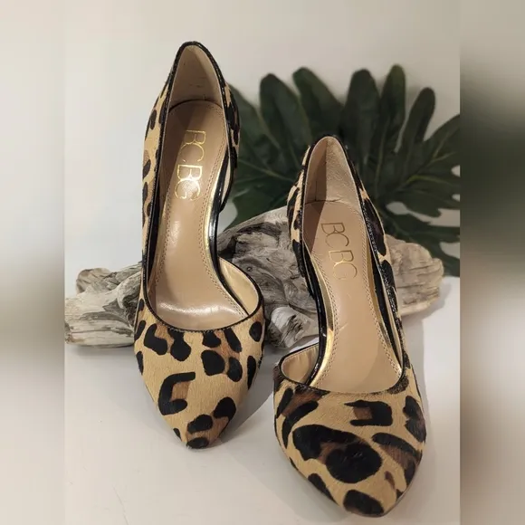 BCBG Paris Natural Cow Hair Cheetah Print Stiletto Pumps Size 6.5 / 1W-11A