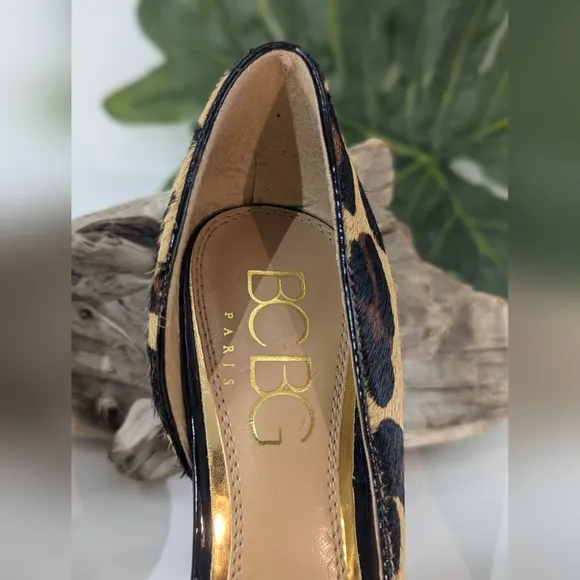 BCBG Paris Natural Cow Hair Cheetah Print Stiletto Pumps Size 6.5 / 1W-11A