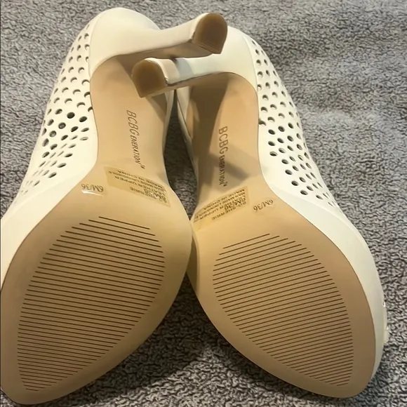 BCBGeneration White Peep Toe Heels