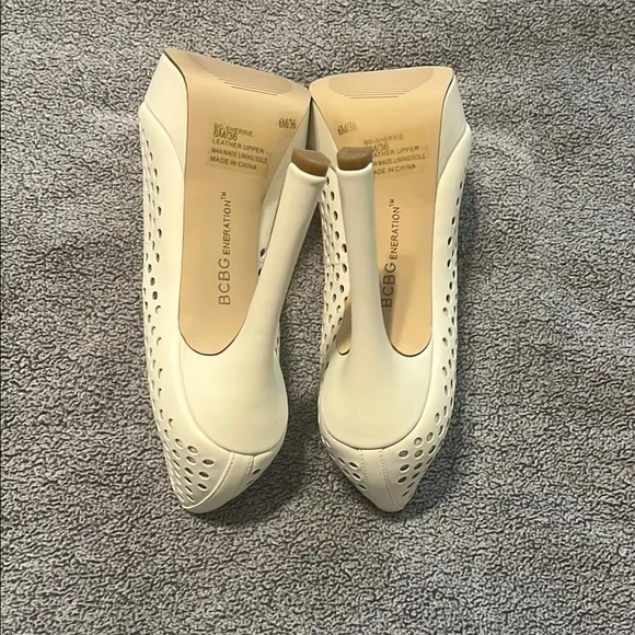 BCBGeneration White Peep Toe Heels