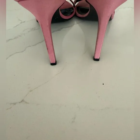 Beautiful satin with crystal embellishments.