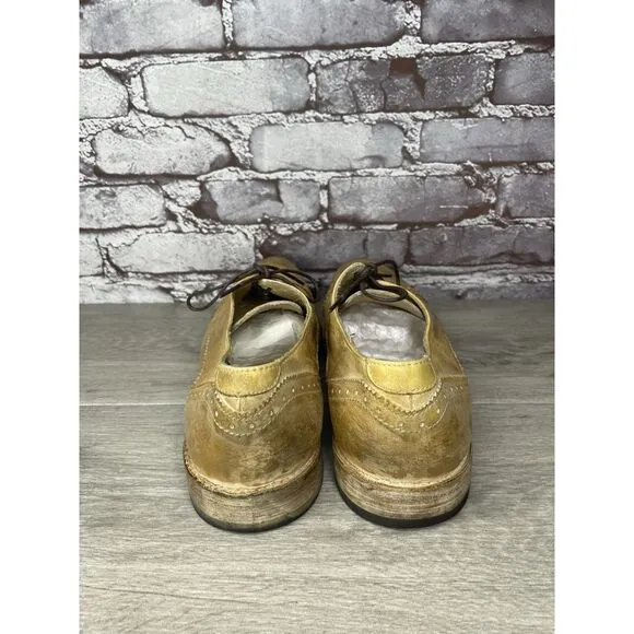 Bed Stu Tan Leather Dress Distressed Cap Toe Oxfords Shoes Men’s Sz 10M US/43EU