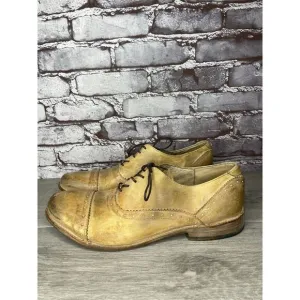 Bed Stu Tan Leather Dress Distressed Cap Toe Oxfords Shoes Men’s Sz 10M US/43EU