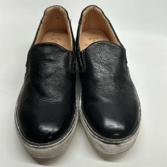 Bed Stu Hermione Slip On Sneaker Shoes Distressed Leather Black Women's Size 7