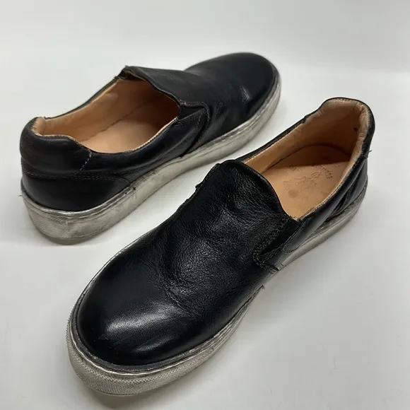 Bed Stu Hermione Slip On Sneaker Shoes Distressed Leather Black Women's Size 7