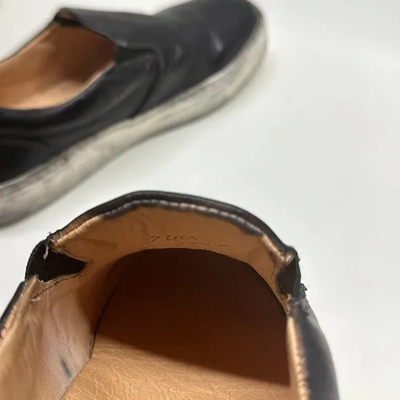 Bed Stu Hermione Slip On Sneaker Shoes Distressed Leather Black Women's Size 7