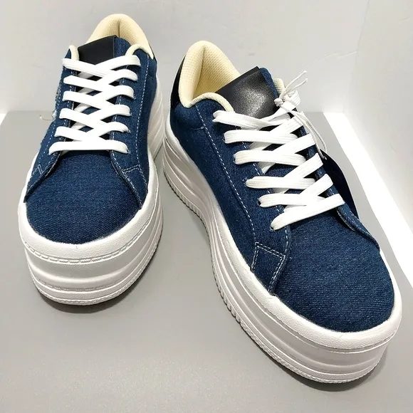 Belos Denim &amp; Glitter Star Platform Sneakers, NWT,‎ Size 9| EUR 40