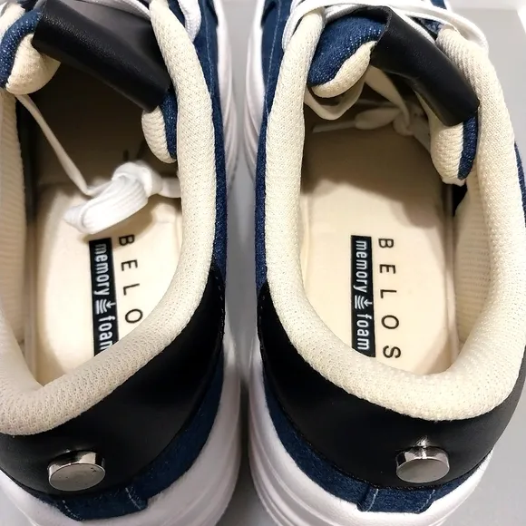 Belos Denim &amp; Glitter Star Platform Sneakers, NWT,‎ Size 9| EUR 40