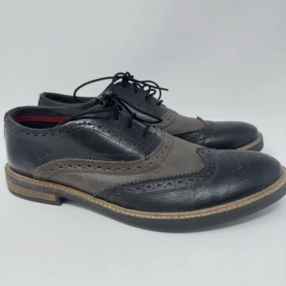 Ben Sherman Birk Shoe Leather Wingtip Dress Shoes Size 10 Black