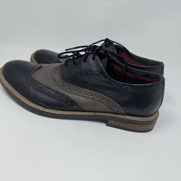 Ben Sherman Birk Shoe Leather Wingtip Dress Shoes Size 10 Black