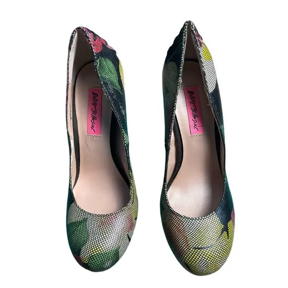 Betsey Johnson Ditan Floral‎ Leather Platform Stiletto Corset Pumps Size 7.5M