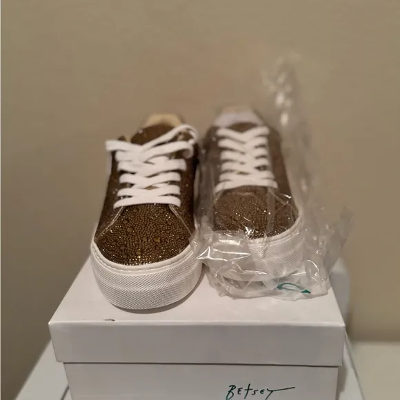 Betsey Johnson Glitter Sneakers - Gold