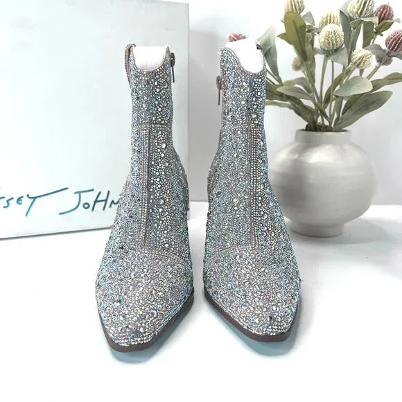 Betsey Johnson SB-Diva Rhinestone Short Boot Western Cowgirl Women 7 NWB Bridal