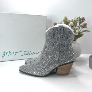 Betsey Johnson SB-Diva Rhinestone Short Boot Western Cowgirl Women 7 NWB Bridal
