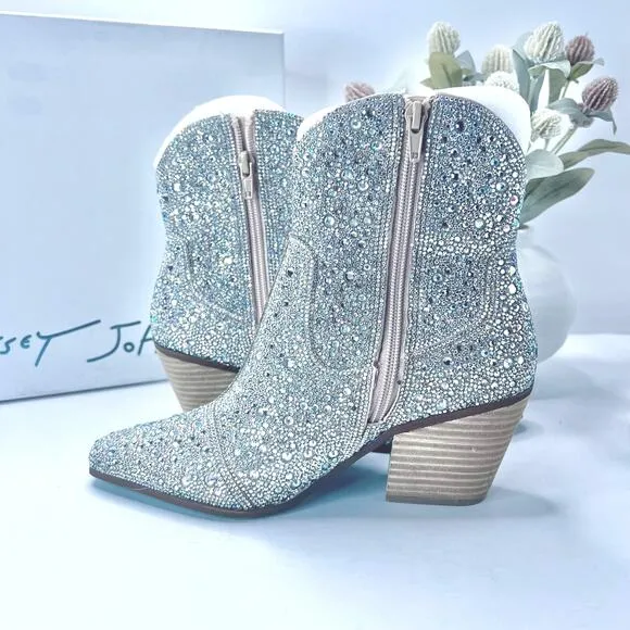 Betsey Johnson SB-Diva Rhinestone Short Boot Western Cowgirl Women 7 NWB Bridal