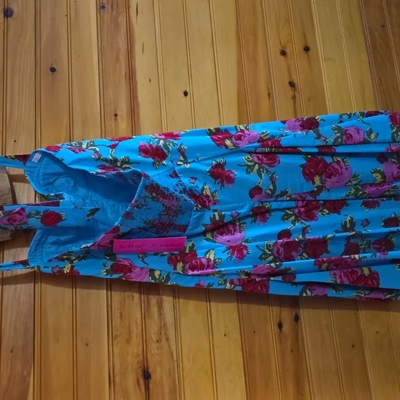 Betsey Johnson Turquoise Dress with Roses