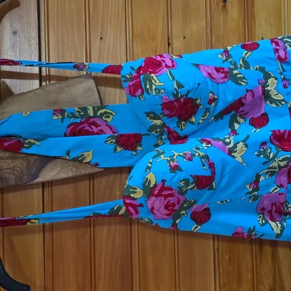 Betsey Johnson Turquoise Dress with Roses