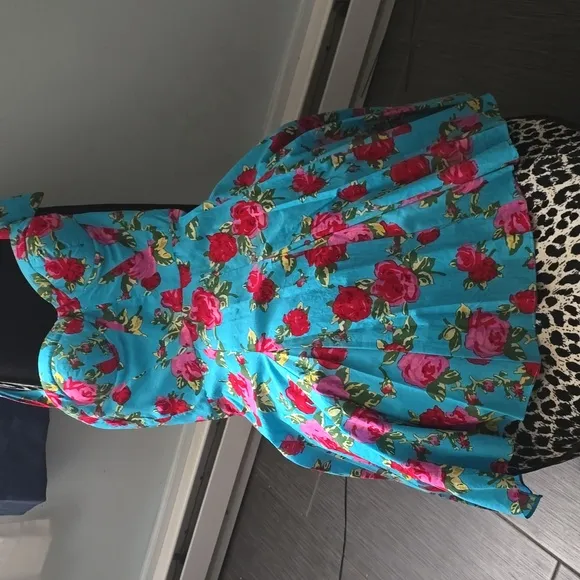 Betsey Johnson Turquoise Dress with Roses