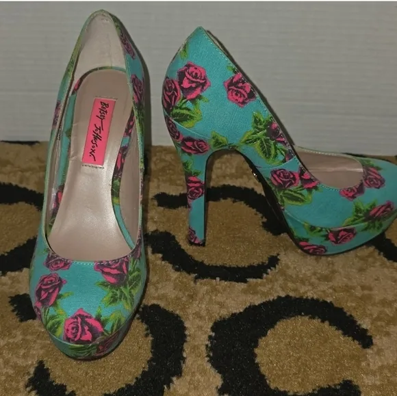 Betsey Johnson Turquoise Dress with Roses
