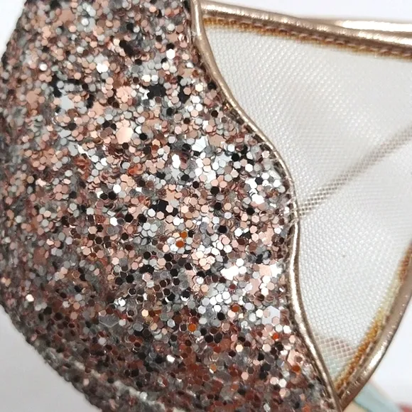 Betsey Johnson Women's Rose Gold Stela Sparkly Glitter Stiletto Shoes US 7.5