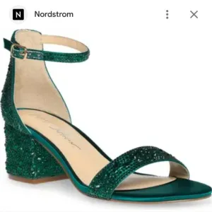 BETSY JOHNSON Mari Crystal Ankle Strap Teal Green Party Sandals Size 6