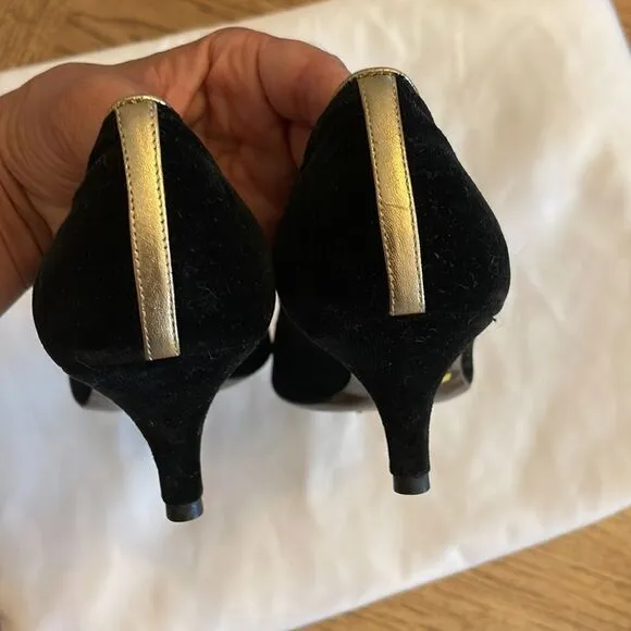 bettye muller velvet pointy toe low heeled pumps.  New without box