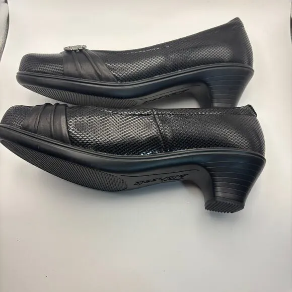 Bioheels By OrthoFeet Black Maya 113 Flower Pumps Heel Sz 10 B  Snake Shoes