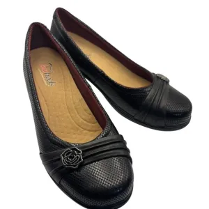 Bioheels By OrthoFeet Black Maya 113 Flower Pumps Heel Sz 10 B  Snake Shoes
