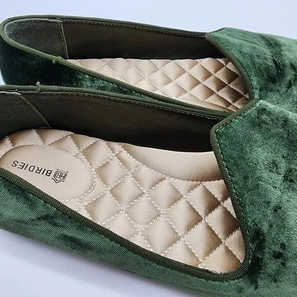 Birdies Starling Velvet Loafers Flats Shoes Womens 11 Slip On Emerald Green