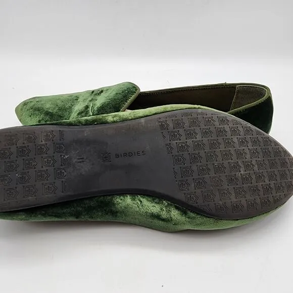 Birdies Starling Velvet Loafers Flats Shoes Womens 11 Slip On Emerald Green