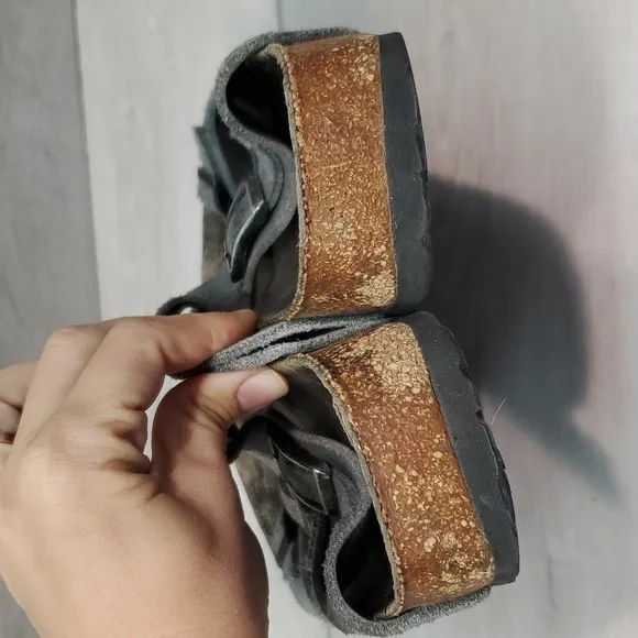 Birkenstock Betula Womens 3 Straps Suede Sandals Flats shoes sz 39/8