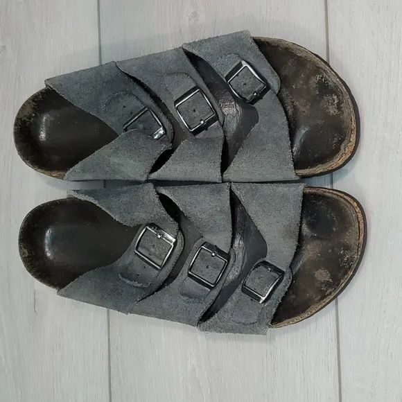 Birkenstock Betula Womens 3 Straps Suede Sandals Flats shoes sz 39/8