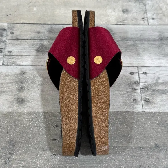 BIRKENSTOCK MADRID BIG BUCKLE SLIDE SANDALS VELVET MAROON SZ 6-6.5 .US / 37 .EU