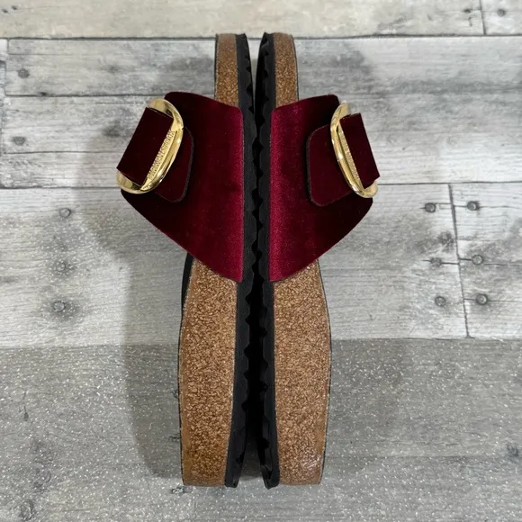 BIRKENSTOCK MADRID BIG BUCKLE SLIDE SANDALS VELVET MAROON SZ 6-6.5 .US / 37 .EU