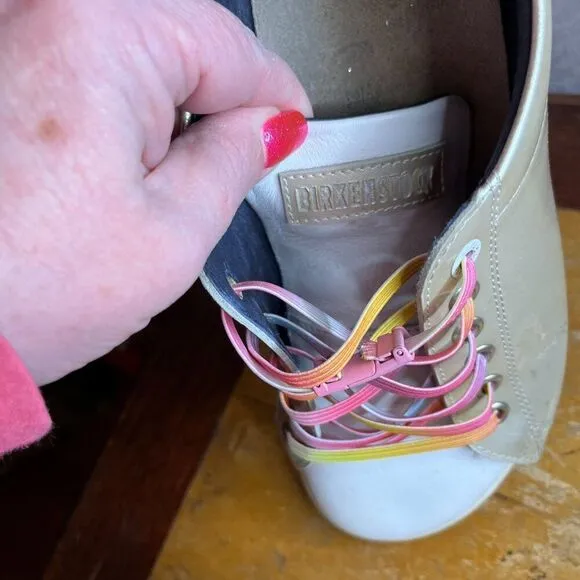 Birkenstock Rose Gold Tennis Shoes No Tie Laces Size 39