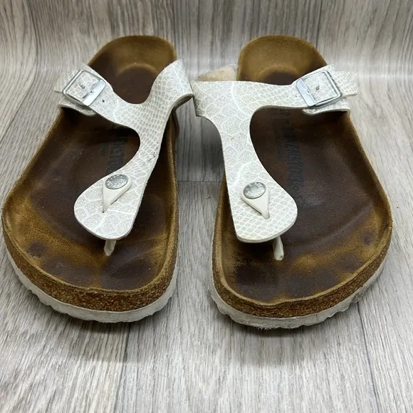 Birkenstock Snakeskin Glitter Printed Thong Sandals