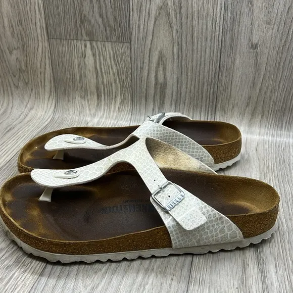 Birkenstock Snakeskin Glitter Printed Thong Sandals