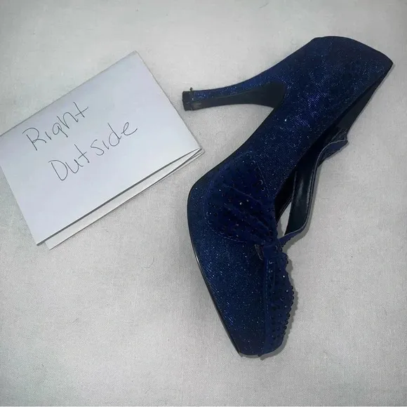 BKE Sole Stilletos Blue Metallic Animal Print 8.5 Women’s