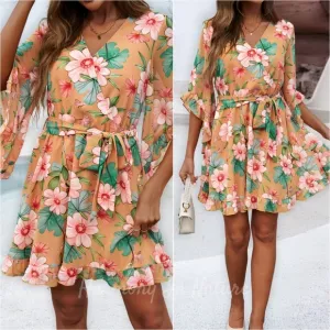 Bloom &amp; Flounce Half Sleeve Mini Dress - Sherbet