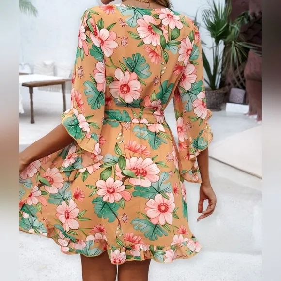 Bloom &amp; Flounce Half Sleeve Mini Dress - Sherbet