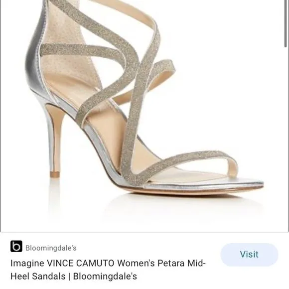 Bloomingdale’s $285 Imagine Vince Camuto PETARA Platinum Holiday Heels