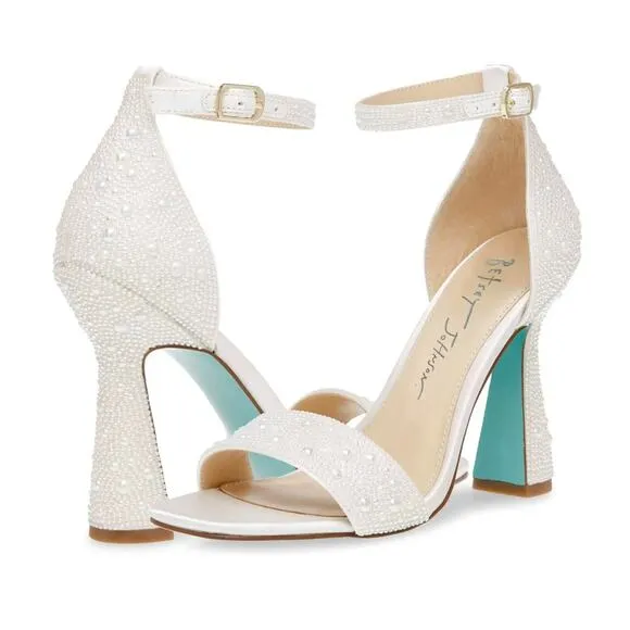 Blue By Betsey Johnson Dani Heels Sandals Pearl Size 8 NIB Bride Wedding Pumps