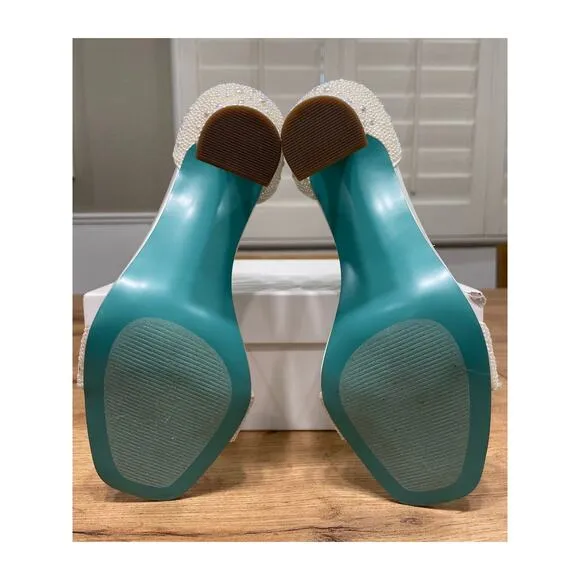 Blue By Betsey Johnson Dani Heels Sandals Pearl Size 8 NIB Bride Wedding Pumps