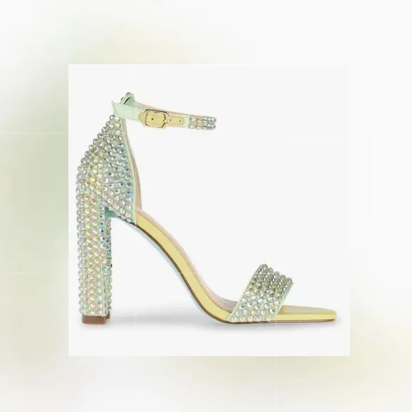 BLUE by BETSEY JOHNSON ~ Pastel green rhinestone block heel shoes size 9.5