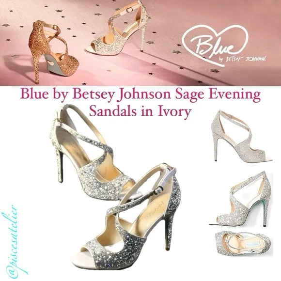 Blue by Betsey Johnson Sage Evening Sandals in Ivory, Women’s Size 5.5