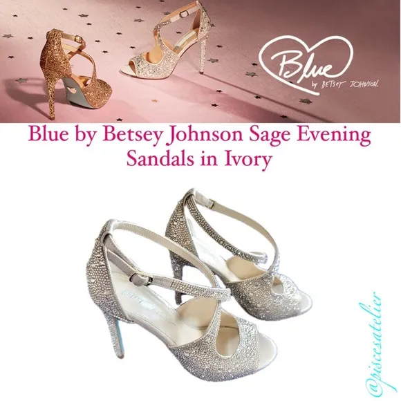 Blue by Betsey Johnson Sage Evening Sandals in Ivory, Women’s Size 5.5