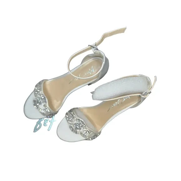 Blue by Betsey Johnson Size 6 New Satin Block Heel‎ Cystal Embellished Sandals
