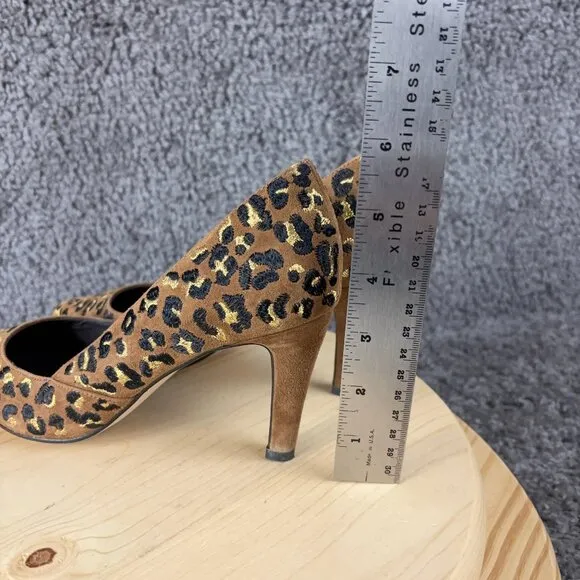 Bocage Heels Womens 6.5 Suede Leopard Print Pointed Stiletto Heel Made in France