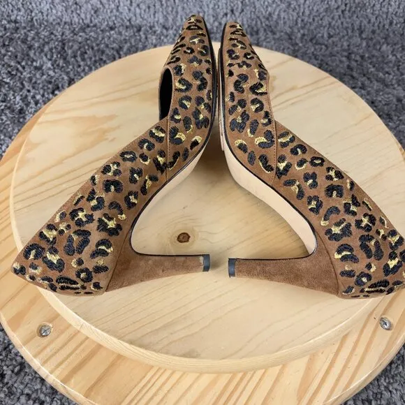 Bocage Heels Womens 6.5 Suede Leopard Print Pointed Stiletto Heel Made in France