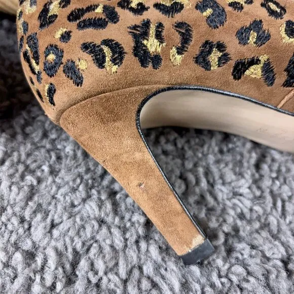 Bocage Heels Womens 6.5 Suede Leopard Print Pointed Stiletto Heel Made in France